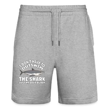 Funny Scuba Diving – Outswim the Shark Quote - Stanley/Stella Unisex Bio Joggingshorts Trainer  - Grau meliert - Vorne - Nik (191cm) & Marisol (170cm)