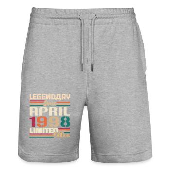 Legenden Werden Im April 1998 Geboren - 1998 - Stanley/Stella Unisex Bio Joggingshorts Trainer  - Grau meliert - Vorne - Nik (191cm) & Marisol (170cm)