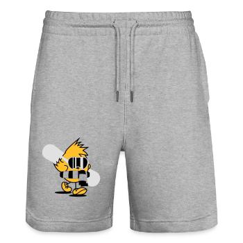 Ein Küken mit Snowboard,Schal und Snowboardbrille - Stanley/Stella Unisex Bio Joggingshorts Trainer  - Grau meliert - Vorne - Nik (191cm) & Marisol (170cm)