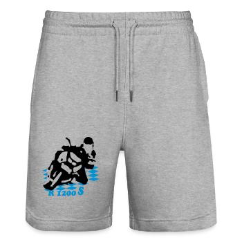 1200s_bayern_Fahne - Stanley/Stella Unisex Bio Joggingshorts Trainer  - Grau meliert - Vorne - Nik (191cm) & Marisol (170cm)