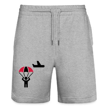 Fallschirmspringer - Stanley/Stella Unisex Bio Joggingshorts Trainer  - Grau meliert - Vorne - Nik (191cm) & Marisol (170cm)