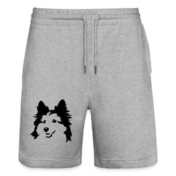 Dog - Stanley/Stella Trainer Unisex Organic Jogging Shorts - heather grey - Front - Nik (191cm) & Marisol (170cm)