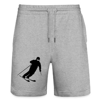 Skifahrer Silhouette – Motiv für Wintersportler - Stanley/Stella Unisex Bio Joggingshorts Trainer  - Grau meliert - Vorne - Nik (191cm) & Marisol (170cm)