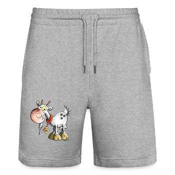 Süße Ziege - Stanley/Stella Unisex Bio Joggingshorts Trainer  - Grau meliert - Vorne - Nik (191cm) & Marisol (170cm)