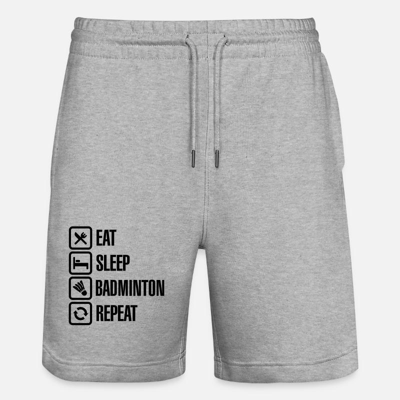 Eat Sleep Badminton Repeat - Short de jogging bio TRAINER Stanley/Stella unisexe - gris chiné