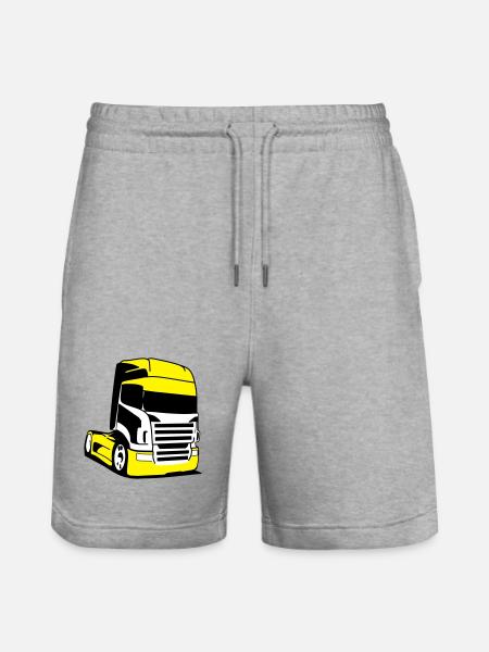 Gelber Lkw Pop-Art - Stanley/Stella Unisex Bio Joggingshorts Trainer - Grau meliert