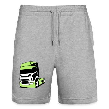 Markanter V8-Truck - Stanley/Stella Unisex Bio Joggingshorts Trainer  - Grau meliert - Vorne - Nik (191cm) & Marisol (170cm)