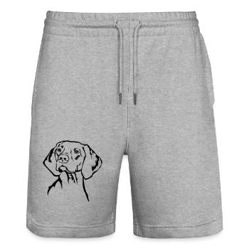 Magyar Vizsla Kopf - Stanley/Stella Unisex Bio Joggingshorts Trainer  - Grau meliert - Vorne - Nik (191cm) & Marisol (170cm)