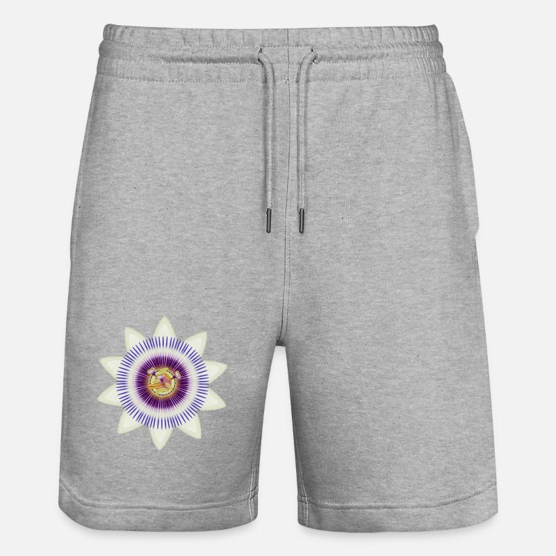 Kunstvolle Blüte einer Passionsblume - Stanley/Stella Unisex Bio Joggingshorts Trainer  - Grau meliert