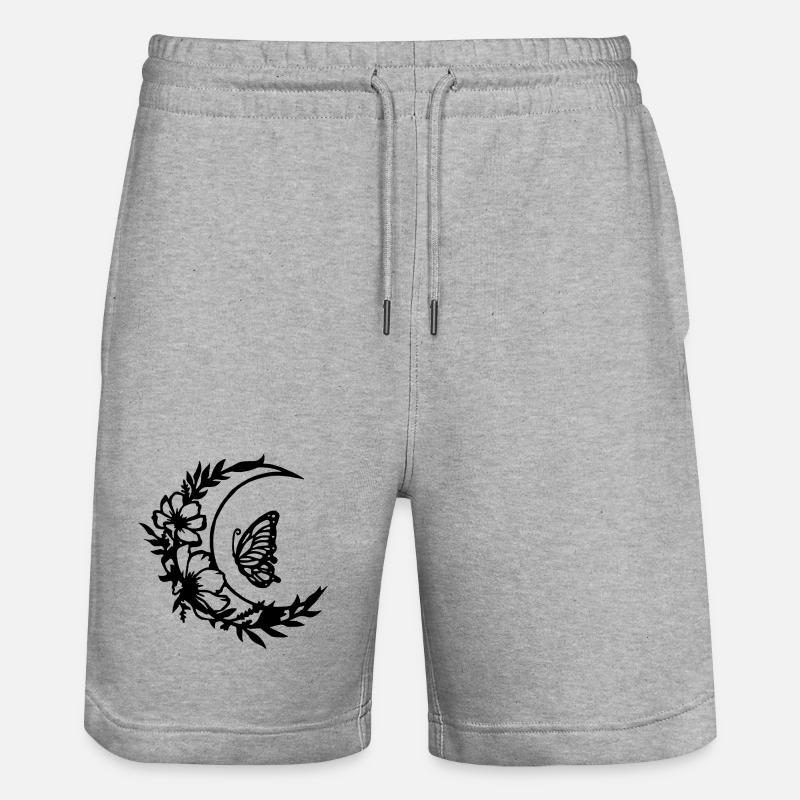 Fleurs de lune (noir) - Short de jogging bio TRAINER Stanley/Stella unisexe - gris chiné