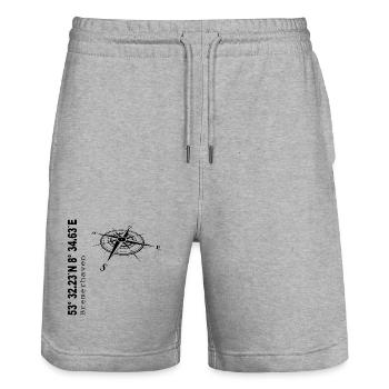 Koordinaten Bremerhaven - Stanley/Stella Unisex Bio Joggingshorts Trainer  - Grau meliert - Vorne - Nik (191cm) & Marisol (170cm)