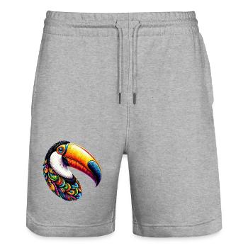 Tukan - Stanley/Stella Unisex Bio Joggingshorts Trainer  - Grau meliert - Vorne - Nik (191cm) & Marisol (170cm)