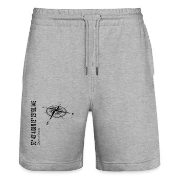 Koordinaten Zwickau - Stanley/Stella Unisex Bio Joggingshorts Trainer  - Grau meliert - Vorne - Nik (191cm) & Marisol (170cm)