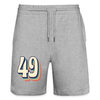 Vintage Retro T-Shirt Number 49 Forty Nine - Stanley/Stella Trainer Unisex Organic Jogging Shorts - heather grey - Front - Nik (191cm) & Marisol (170cm)