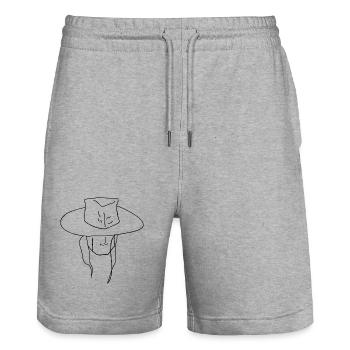 Breitkrempe Silhouette Hut - Stanley/Stella Unisex Bio Joggingshorts Trainer  - Grau meliert - Vorne - Nik (191cm) & Marisol (170cm)