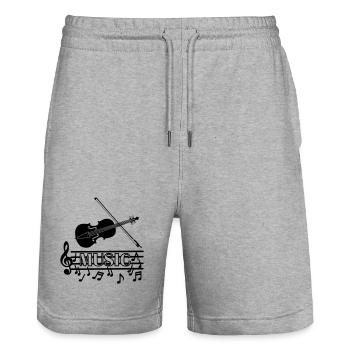 Violin music logo - Stanley/Stella Trainer Unisex Organic Jogging Shorts - heather grey - Front - Nik (191cm) & Marisol (170cm)
