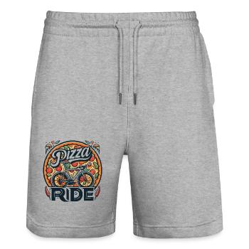 Design der Pizza-Radtour - Stanley/Stella Unisex Bio Joggingshorts Trainer  - Grau meliert - Vorne - Nik (191cm) & Marisol (170cm)