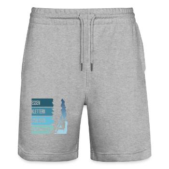 Essen, Klettern, Schlafen, Wiederholen - Stanley/Stella Unisex Bio Joggingshorts Trainer  - Grau meliert - Vorne - Nik (191cm) & Marisol (170cm)