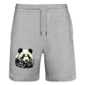 Panda - Stanley/Stella Unisex Bio Joggingshorts Trainer  - Grau meliert - Vorne - Nik (191cm) & Marisol (170cm)