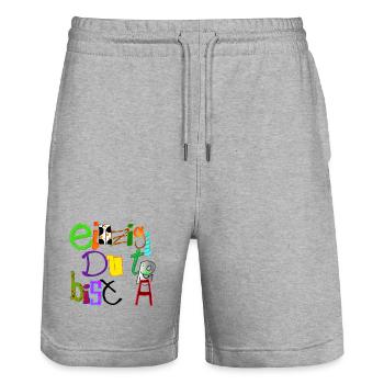 Einzigartig du bist - Stanley/Stella Unisex Bio Joggingshorts Trainer  - Grau meliert - Vorne - Nik (191cm) & Marisol (170cm)