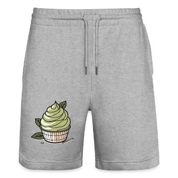 Matcha IceCream - Stanley/Stella Unisex Bio Joggingshorts Trainer  - Grau meliert - Vorne - Nik (191cm) & Marisol (170cm)