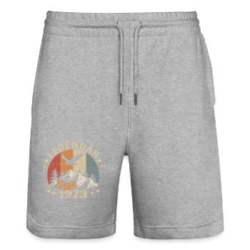 Legendär seit 1973 Jahrgang Vintage Geburtstag - Stanley/Stella Unisex Bio Joggingshorts Trainer  - Grau meliert - Vorne - Nik (191cm) & Marisol (170cm)