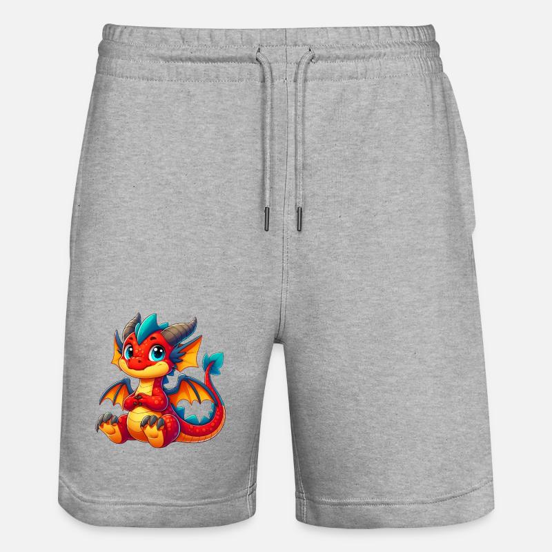 Drache - Stanley/Stella Unisex Bio Joggingshorts Trainer - Grau meliert