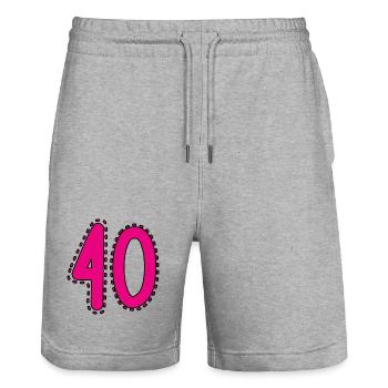 40. 40 JAHRE. 40. JAHRESTAG. 40-JÄHRIGES JUBILÄUM. - Stanley/Stella Unisex Bio Joggingshorts Trainer  - Grau meliert - Vorne - Nik (191cm) & Marisol (170cm)