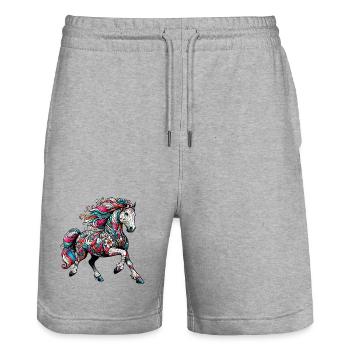 Pferd - Stanley/Stella Unisex Bio Joggingshorts Trainer  - Grau meliert - Vorne - Nik (191cm) & Marisol (170cm)