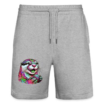 Loutre - Short de jogging bio TRAINER Stanley/Stella unisexe - gris chiné - Devant - Nik (191cm) & Marisol (170cm)