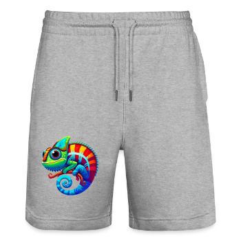 Caméléon - Short de jogging bio TRAINER Stanley/Stella unisexe - gris chiné - Devant - Nik (191cm) & Marisol (170cm)