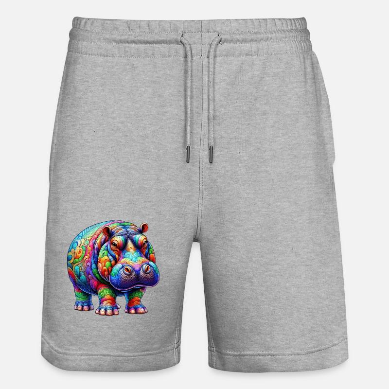 Hippopotame - Short de jogging bio TRAINER Stanley/Stella unisexe - gris chiné