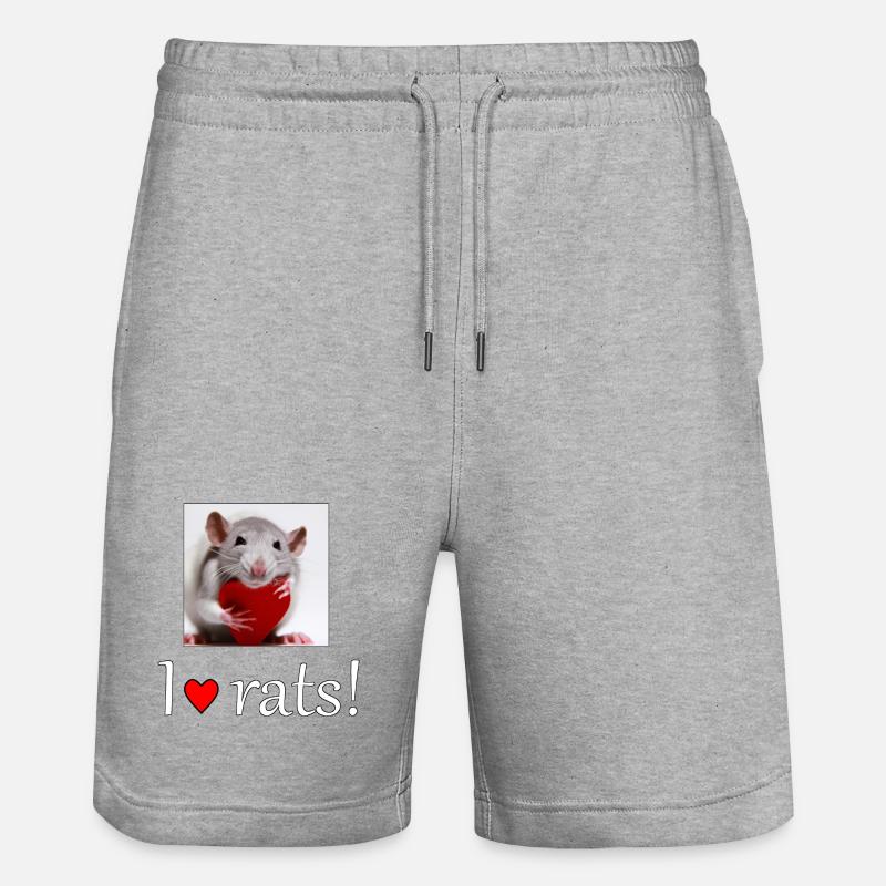 Szczur z sercem - Ekologiczne spodenki dresowe typu unisex Stanley/Stella Trainer - szary melanż