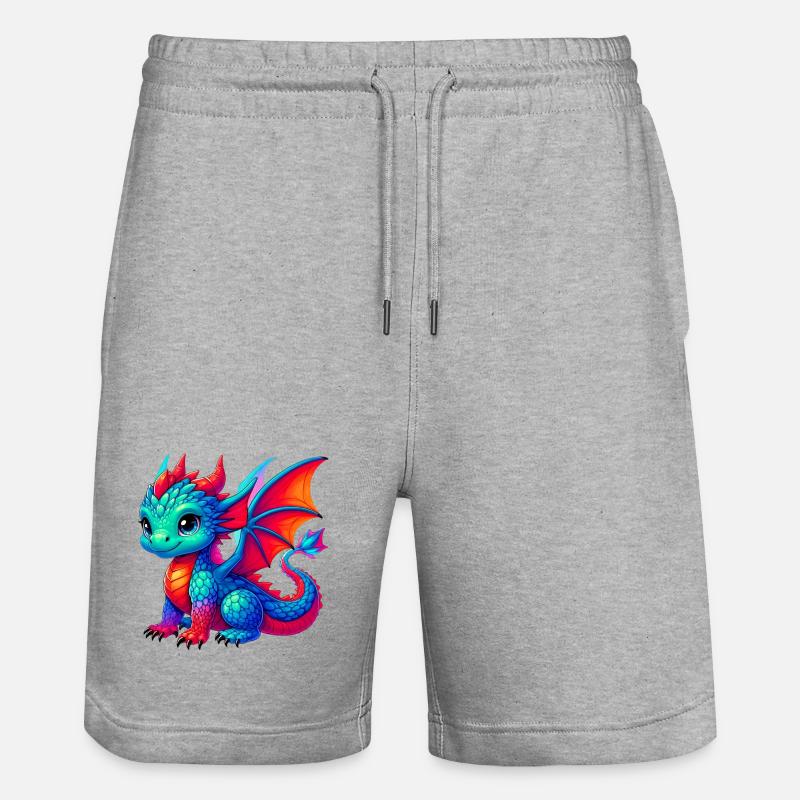Drache - Stanley/Stella Unisex Bio Joggingshorts Trainer  - Grau meliert