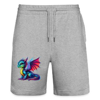 Dragon - Stanley/Stella Trainer Unisex Organic Jogging Shorts - heather grey - Front - Nik (191cm) & Marisol (170cm)