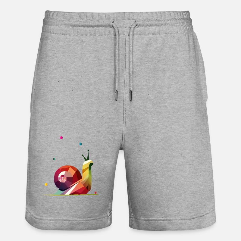 farbenfrohe Schnecke im geometrischen Design - Stanley/Stella Unisex Bio Joggingshorts Trainer  - Grau meliert