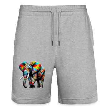 Elefant - Stanley/Stella Unisex Bio Joggingshorts Trainer  - Grau meliert - Vorne - Nik (191cm) & Marisol (170cm)