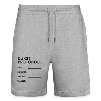 Durstprotokoll - Stanley/Stella Unisex Bio Joggingshorts Trainer  - Grau meliert - Vorne - Nik (191cm) & Marisol (170cm)