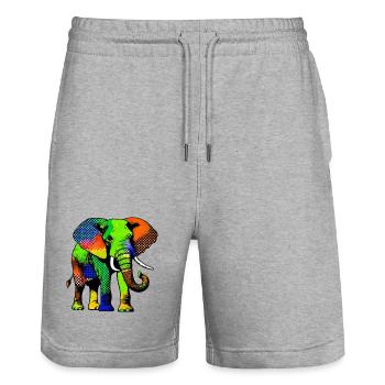 Elefant - Stanley/Stella Unisex Bio Joggingshorts Trainer  - Grau meliert - Vorne - Nik (191cm) & Marisol (170cm)