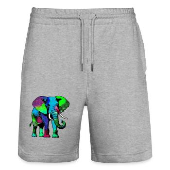Elefant - Stanley/Stella Unisex Bio Joggingshorts Trainer  - Grau meliert - Vorne - Nik (191cm) & Marisol (170cm)
