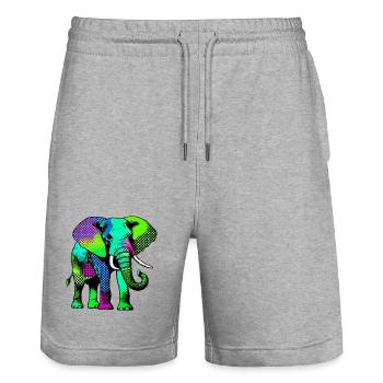 Elefant - Stanley/Stella Unisex Bio Joggingshorts Trainer  - Grau meliert - Vorne - Nik (191cm) & Marisol (170cm)