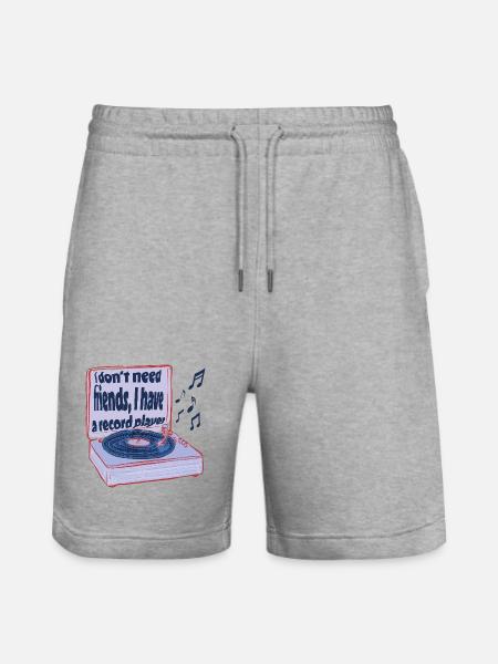 Turntables instead of friends – music is enough - Stanley/Stella Trainer Unisex Organic Jogging Shorts - heather grey