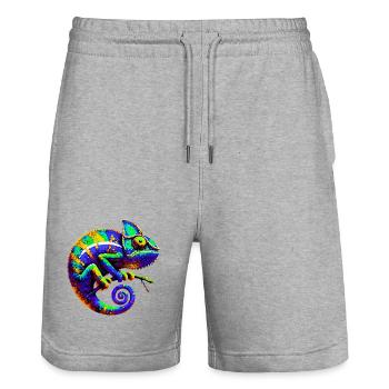 Chameleon - Stanley/Stella Trainer Unisex Organic Jogging Shorts - heather grey - Front - Nik (191cm) & Marisol (170cm)