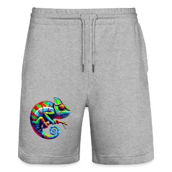 Chameleon - Stanley/Stella Trainer Unisex Organic Jogging Shorts - heather grey - Front - Nik (191cm) & Marisol (170cm)