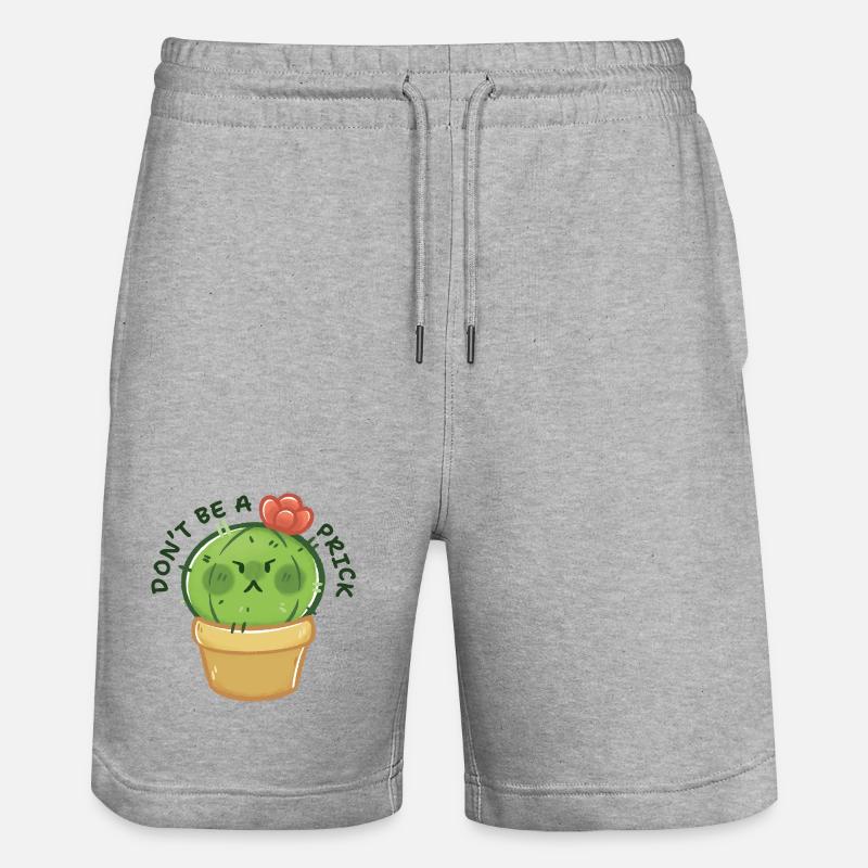 Grumpy Kaktus mit Botschaft - Stanley/Stella Unisex Bio Joggingshorts Trainer  - Grau meliert