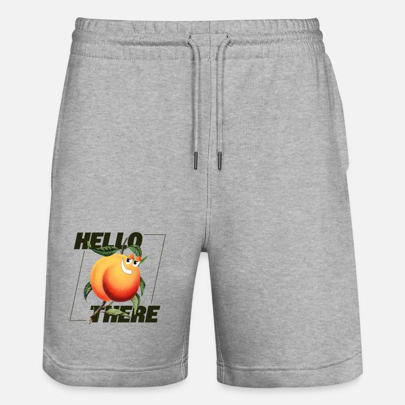 Peach Retro – Hello There Statement - Stanley/Stella Trainer Unisex Organic Jogging Shorts - heather grey