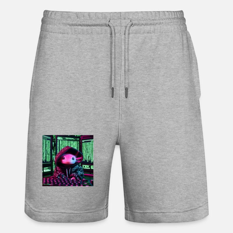 Cyber axolotl en code numérique - Short de jogging bio TRAINER Stanley/Stella unisexe - gris chiné