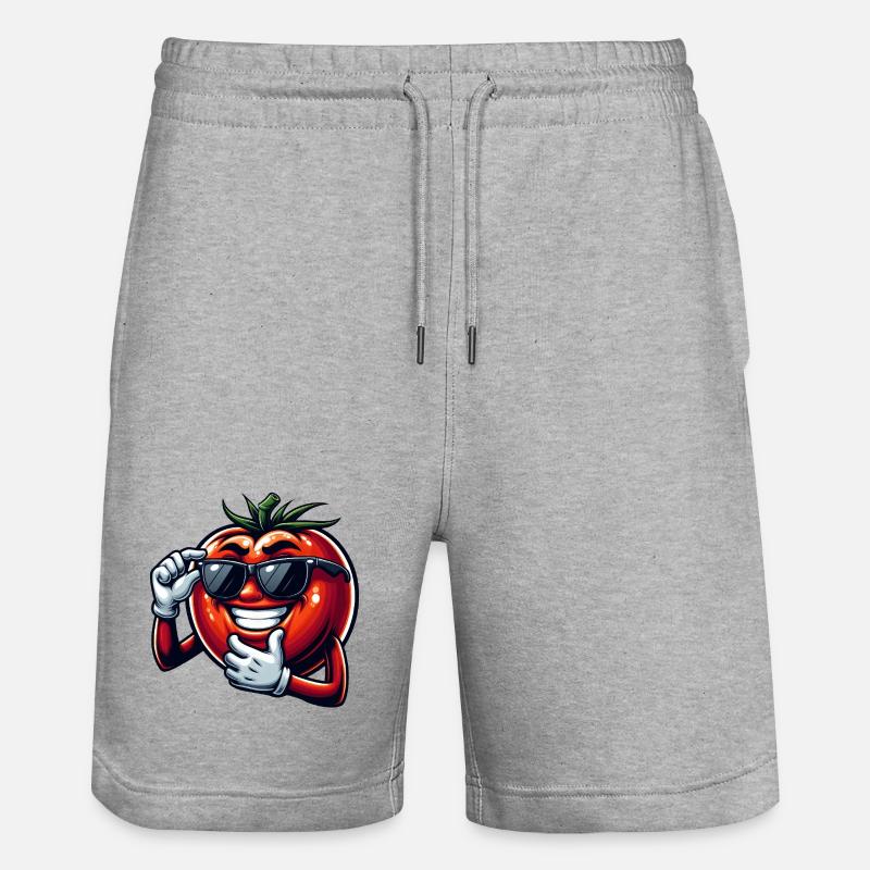 Coole Tomate mit Sonnenbrille Sommer Eitelkeit - Stanley/Stella Unisex Bio Joggingshorts Trainer  - Grau meliert