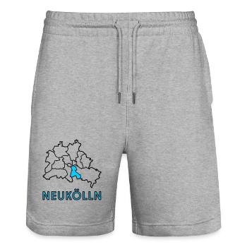 NEUKÖLLN, Stadtteil von Berlin - Stanley/Stella Unisex Bio Joggingshorts Trainer  - Grau meliert - Vorne - Nik (191cm) & Marisol (170cm)