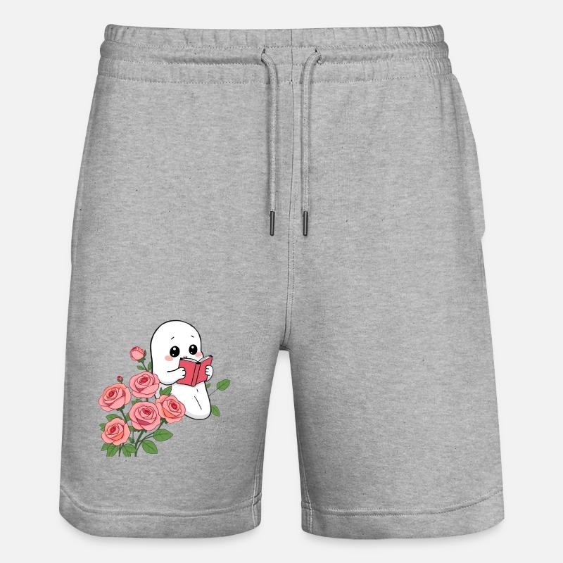 Gespenst liest ein Buch - Stanley/Stella Unisex Bio Joggingshorts Trainer  - Grau meliert